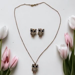 Owl necklace and Earrings